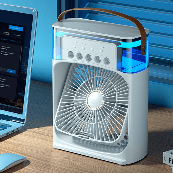 Ventilador Umidificador e Refrigerador de Ar Portátil com Difusor de Aroma - 4 em 1